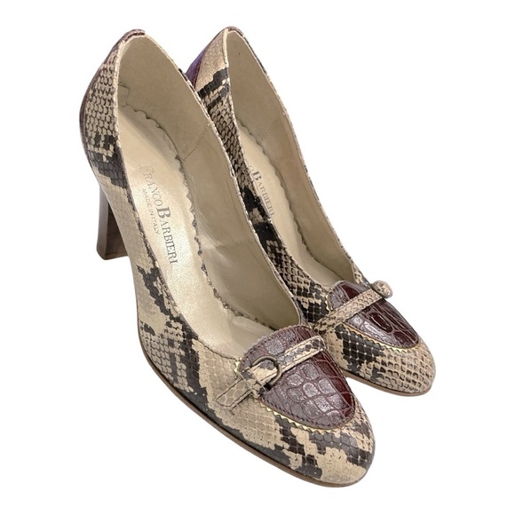 Flawless leather sole snakeskin Franco Barbieri pumps size 6.5 M - Picture 4 of 13